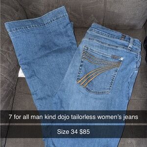 7 For All Mankind Blue Jeans with Gold Stitching